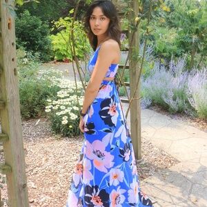 Express Blue Floral Maxi Dress – Size XS